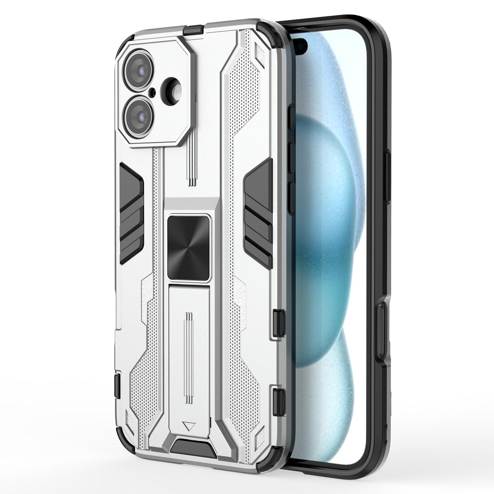 For iPhone 16 Plus Case PC+TPU Shockproof Phone Cover with Kickstand Silver
For iPhone 16 Plus Case PC+TPU Shockproof Phone Cover with Kickstand Silver