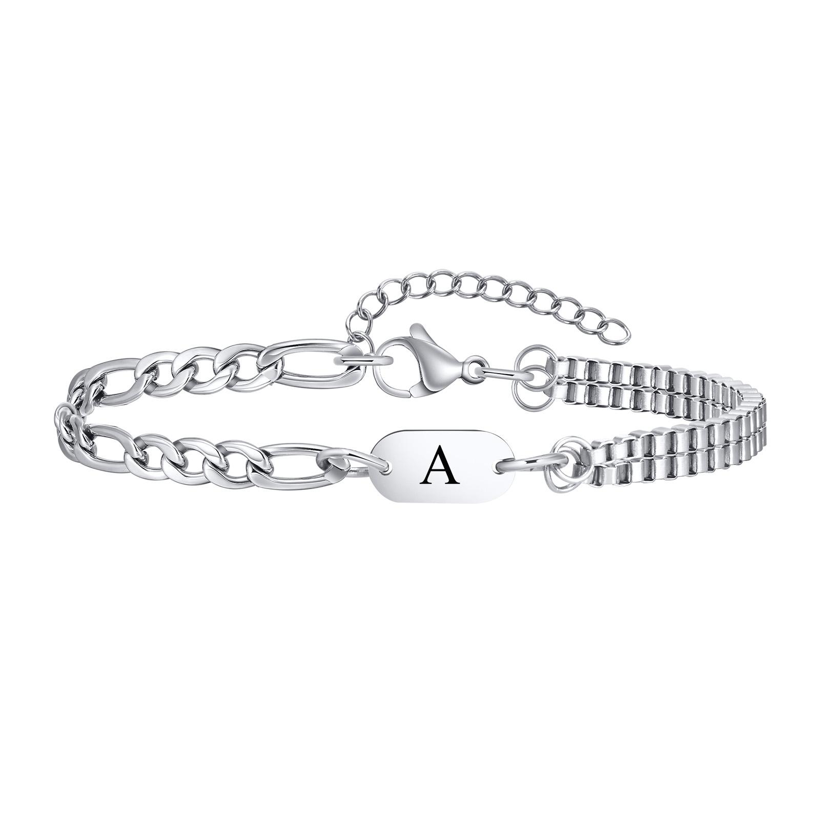 Vnox A-Z Initial Bracelets for Men Women, Never Fade Figaro Chain, Double Layered Box Link Chain Bracelets, Name Gift for Him
Vnox A-Z Initial Bracelets for Men Women, Never Fade Figaro Chain, Double Layered Box Link Chain Bracelets, Name Gift for Him