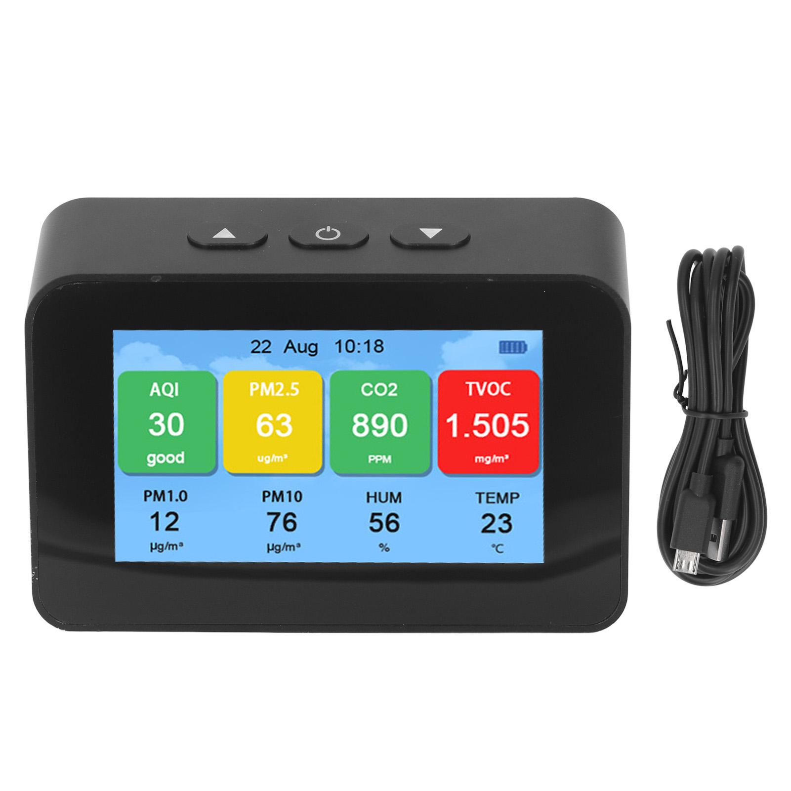 Air Quality Monitor with Time Display CO2 PM2.5 PM1.0 PM10 Tester LCD Screen Air Detector English
Air Quality Monitor with Time Display CO2 PM2.5 PM1.0 PM10 Tester LCD Screen Air Detector English