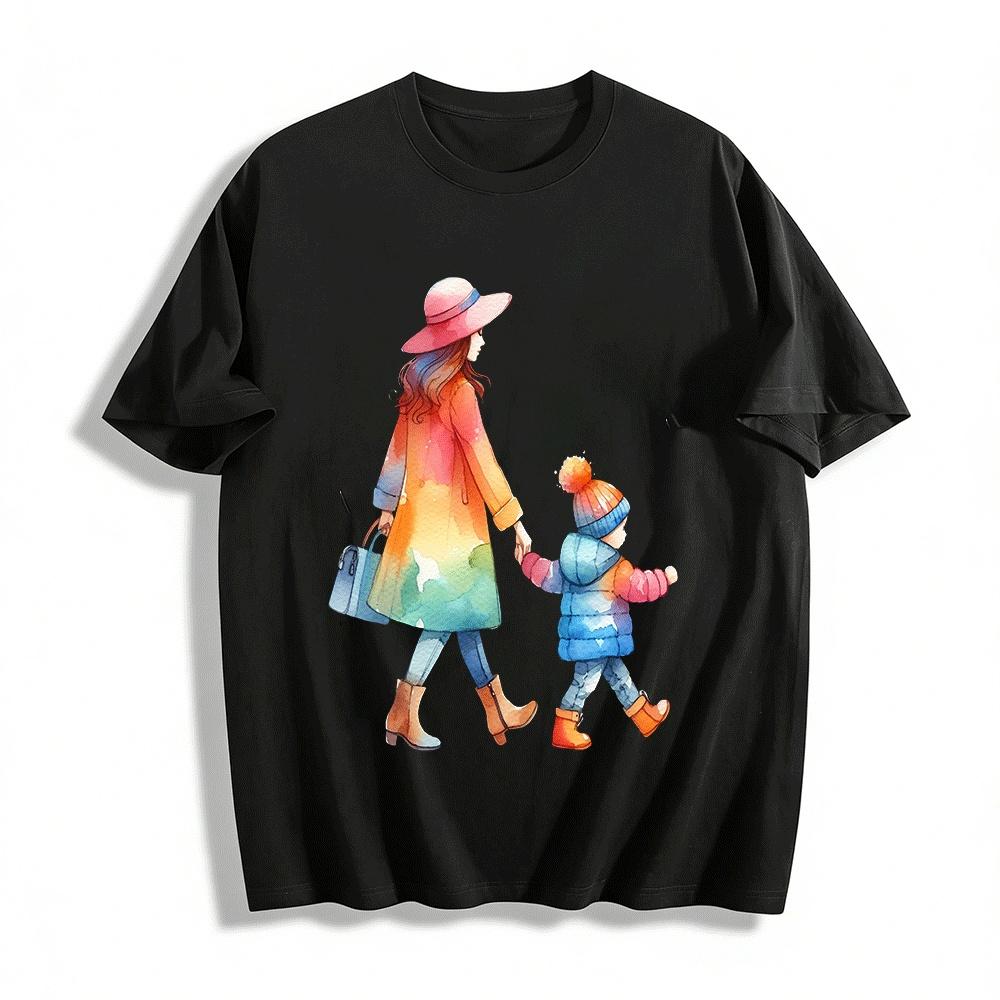 Watercolor Mother Daughter Holding Hands Print Long Sleeve Top Pure cotton T-shirt XXS
Watercolor Mother Daughter Holding Hands Print Long Sleeve Top Pure cotton T-shirt XXS