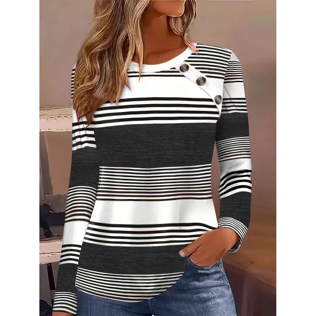 Осенняя свободная полосатая футболка большого размера с длинным рукавом и круглым вырезом для женщин XS чёрный
Осенняя свободная полосатая футболка большого размера с длинным рукавом и круглым вырезом для женщин XS чёрный