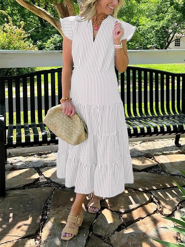 Blue and White Striped V-Neck Sleeveless Maxi Dress with Ruffles, Casual Summer Dress 5XL білий
Blue and White Striped V-Neck Sleeveless Maxi Dress with Ruffles, Casual Summer Dress 5XL білий