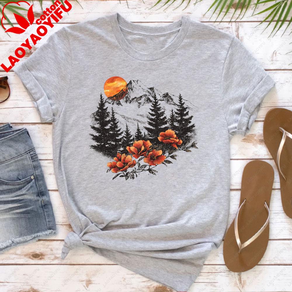 Mountain Forest Flower Women T Shirt Cotton Short Sleeve Casual Fashion Summer Top Outdoor Nature Lover Outdoor Adventure Tees S
Mountain Forest Flower Women T Shirt Cotton Short Sleeve Casual Fashion Summer Top Outdoor Nature Lover Outdoor Adventure Tees S