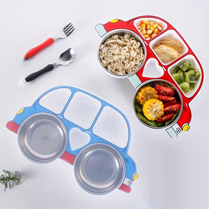 Divided Dinner Plate with Lid And a Set of Two 304 Stainless Steel Bowls, Featuring a Cartoon Car Design, Shatterproof Home Dining Utensils,
Divided Dinner Plate with Lid And a Set of Two 304 Stainless Steel Bowls, Featuring a Cartoon Car Design, Shatterproof Home Dining Utensils,