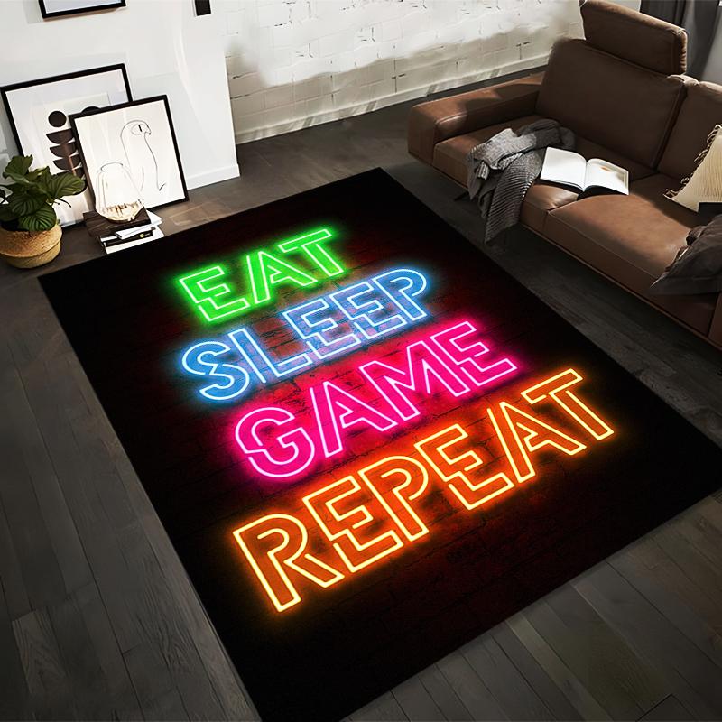 Neon Style Carpet with Eat Sleep Game Repeat Text Print Design Suitable for use as an anti-slip for living room bedroom sofas 40x60cm( 15x23in )
Neon Style Carpet with Eat Sleep Game Repeat Text Print Design Suitable for use as an anti-slip for living room bedroom sofas 40x60cm( 15x23in )