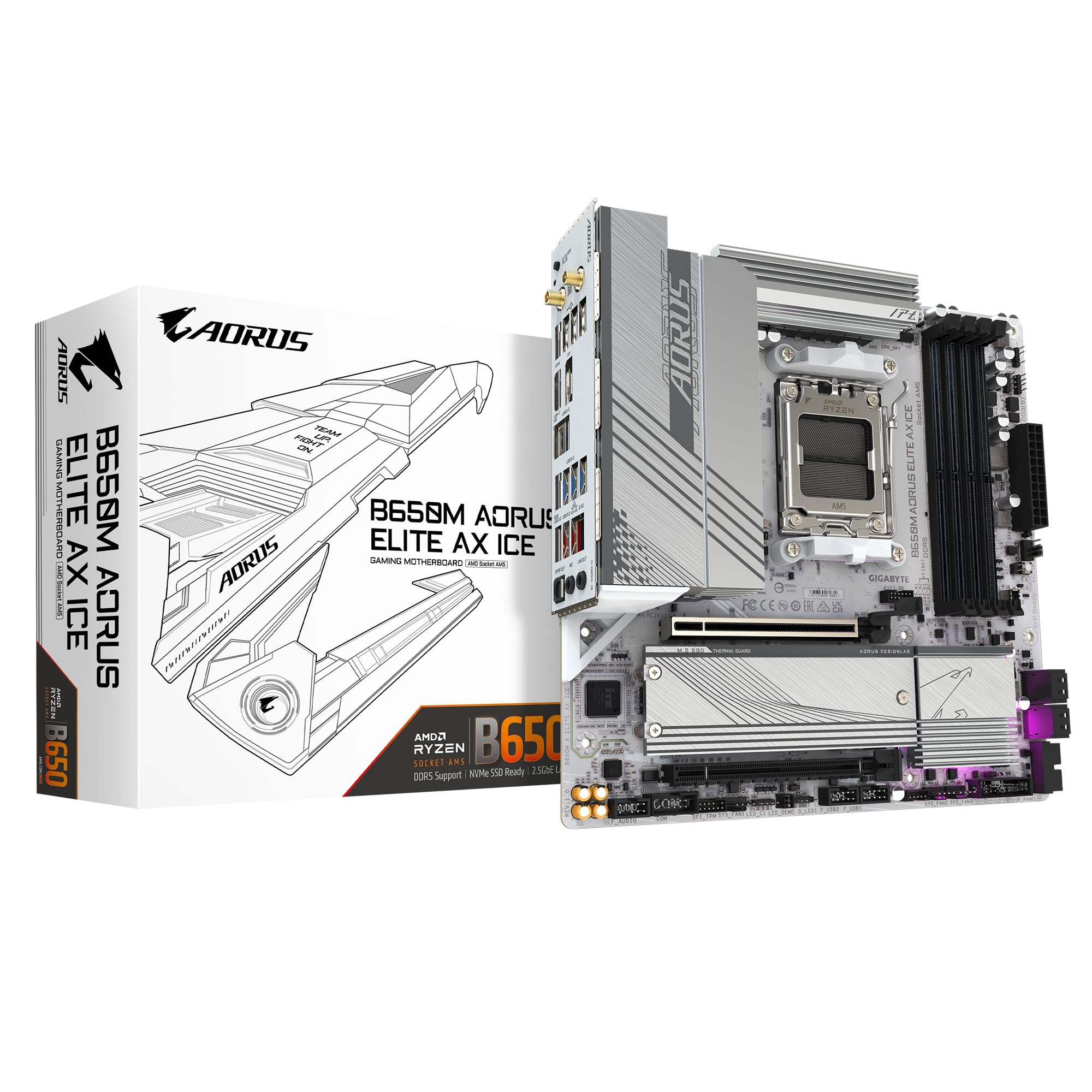 GIGABYTE B650M AORUS ELITE AX ICE AMD Ryzen 7000 Series Compatible Socket AM5 DDR5 Материнська плата білого кольору B650M A ELITE AX ICE MB6462 Micro-ATX білий
GIGABYTE B650M AORUS ELITE AX ICE AMD Ryzen 7000 Series Compatible Socket AM5 DDR5 Материнська плата білого кольору B650M A ELITE AX ICE MB6462 Micro-ATX білий