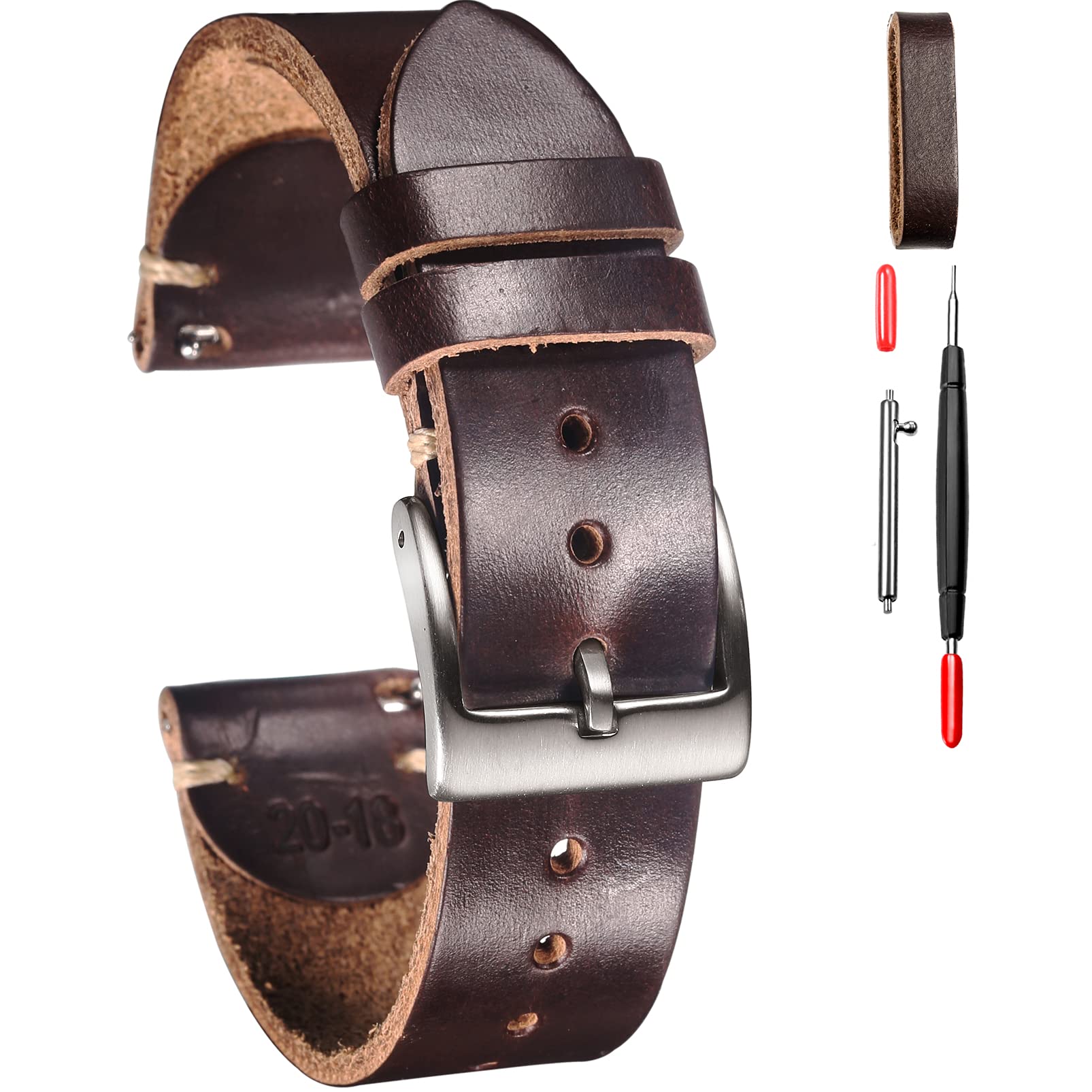 Watch Band Hemsut Genuine Leather Watch Band 21mm Horween Soft Genuine Leather Material Vintage Quick Release Tooled Heavy Duty Dust Buckle Buckle коричневий
Watch Band Hemsut Genuine Leather Watch Band 21mm Horween Soft Genuine Leather Material Vintage Quick Release Tooled Heavy Duty Dust Buckle Buckle коричневий