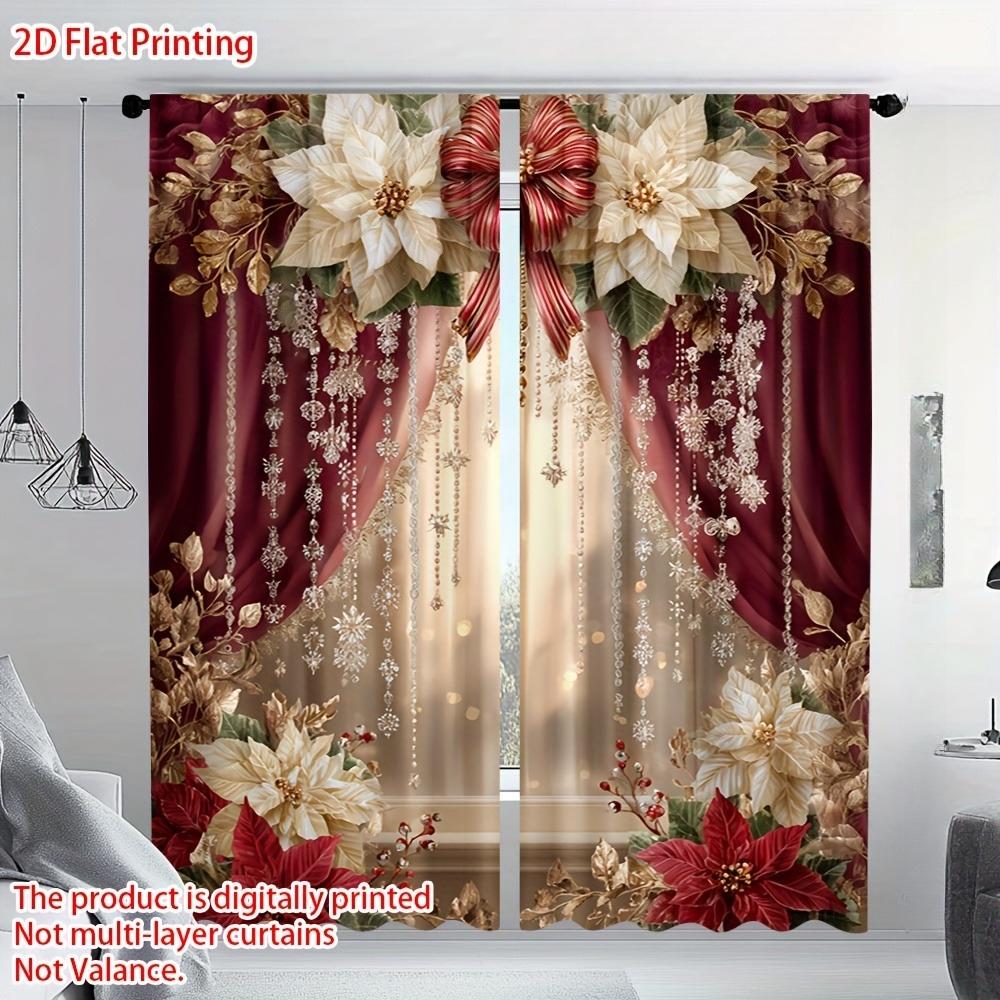 Set Of 2 Elegant Christmas Print Curtains Poinsettia Gold Floral Design Bedroom Living Room Kitchen Office Curtain Polyester Ideal For Great W100*H70(CM)-Rod Pocket&2PCS
Set Of 2 Elegant Christmas Print Curtains Poinsettia Gold Floral Design Bedroom Living Room Kitchen Office Curtain Polyester Ideal For Great W100*H70(CM)-Rod Pocket&2PCS