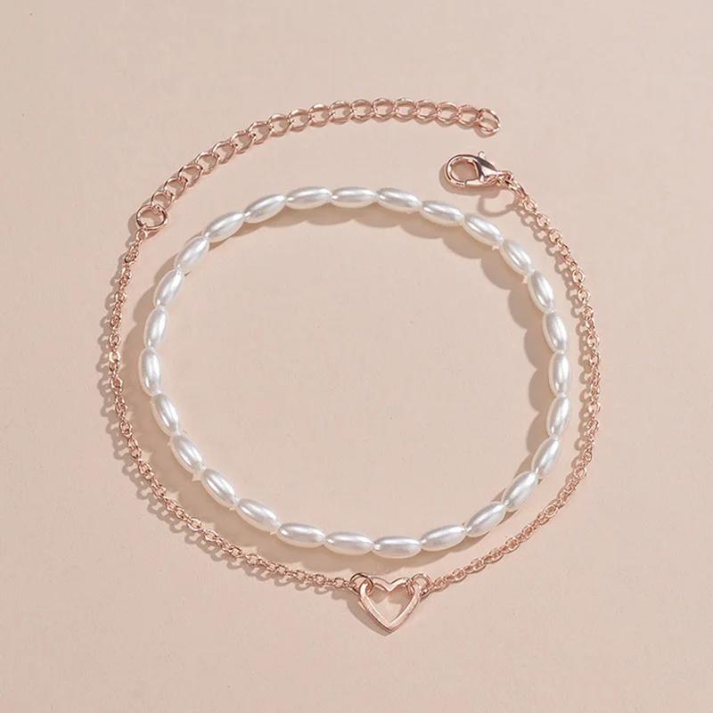 Fashion Retro Imitation Pearl Anklet Love Rice Female Pearl Chain Heart Ot Buckle Alloy Jewelry New 2-piece Durable Acessories
Fashion Retro Imitation Pearl Anklet Love Rice Female Pearl Chain Heart Ot Buckle Alloy Jewelry New 2-piece Durable Acessories