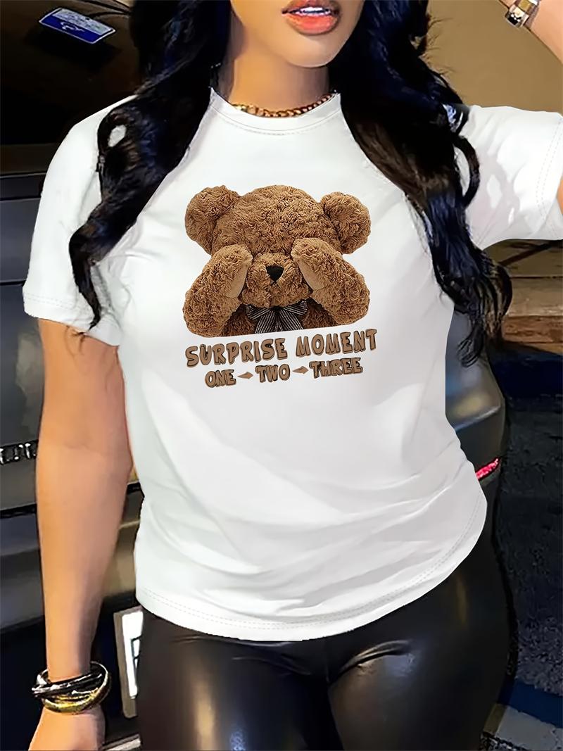 Bear Print Crew Neck TShirt for Unisex Casual Short Sleeve Tee for Spring Summer S
Bear Print Crew Neck TShirt for Unisex Casual Short Sleeve Tee for Spring Summer S