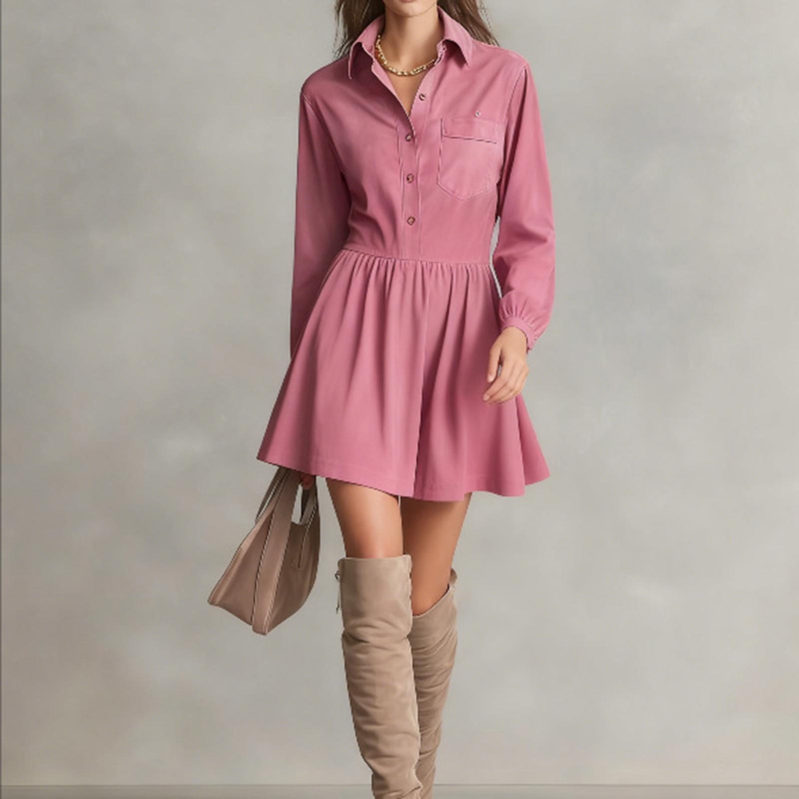 Женское модное платье-рубашка из замши и бархата с длинным рукавом, однобортное, на пуговицах XL розовый
Женское модное платье-рубашка из замши и бархата с длинным рукавом, однобортное, на пуговицах XL розовый