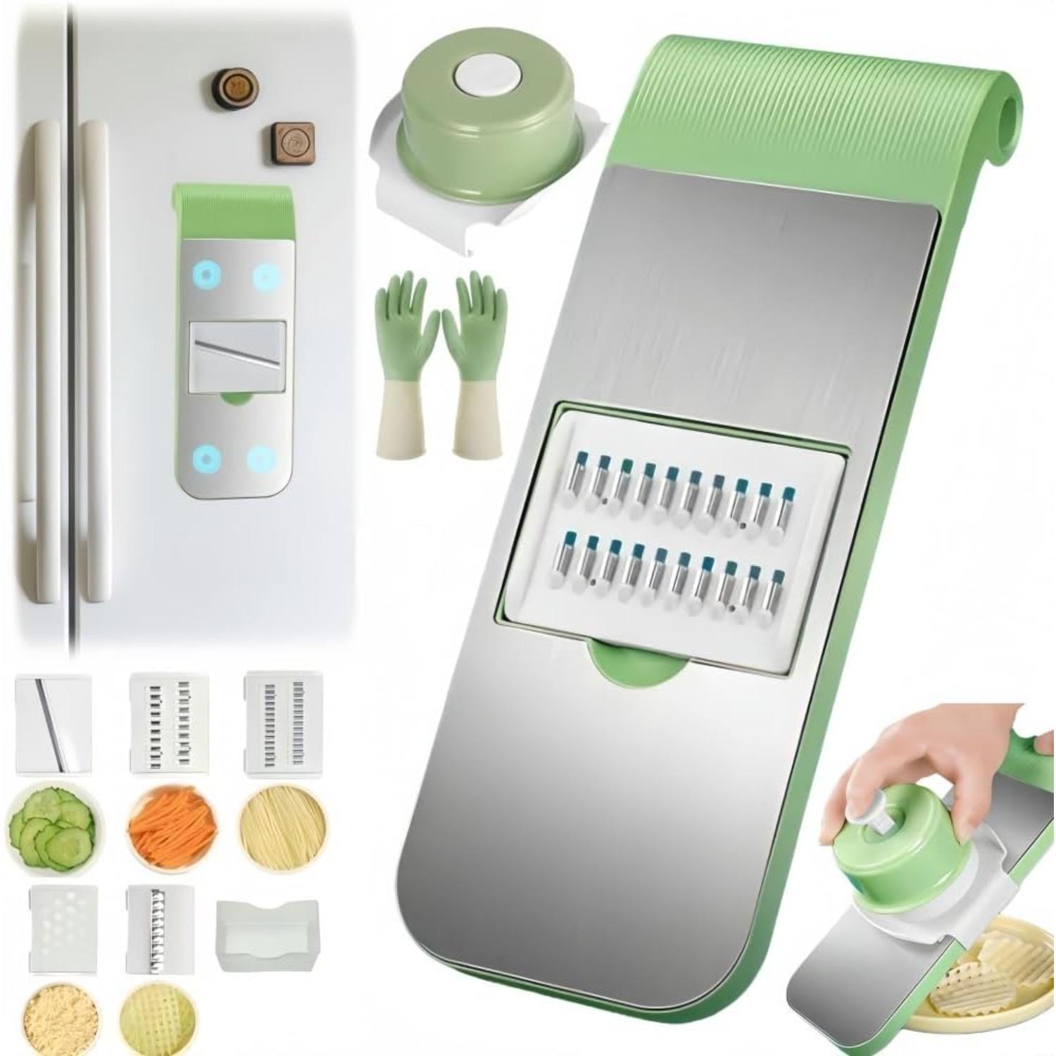 Multifunctional Vegetable Cutter,With 5 Kinds of Replaceable Blades Vegetable Cutter,With Hand Protection Device and Magnetic Storage Design Veggie зелений
Multifunctional Vegetable Cutter,With 5 Kinds of Replaceable Blades Vegetable Cutter,With Hand Protection Device and Magnetic Storage Design Veggie зелений