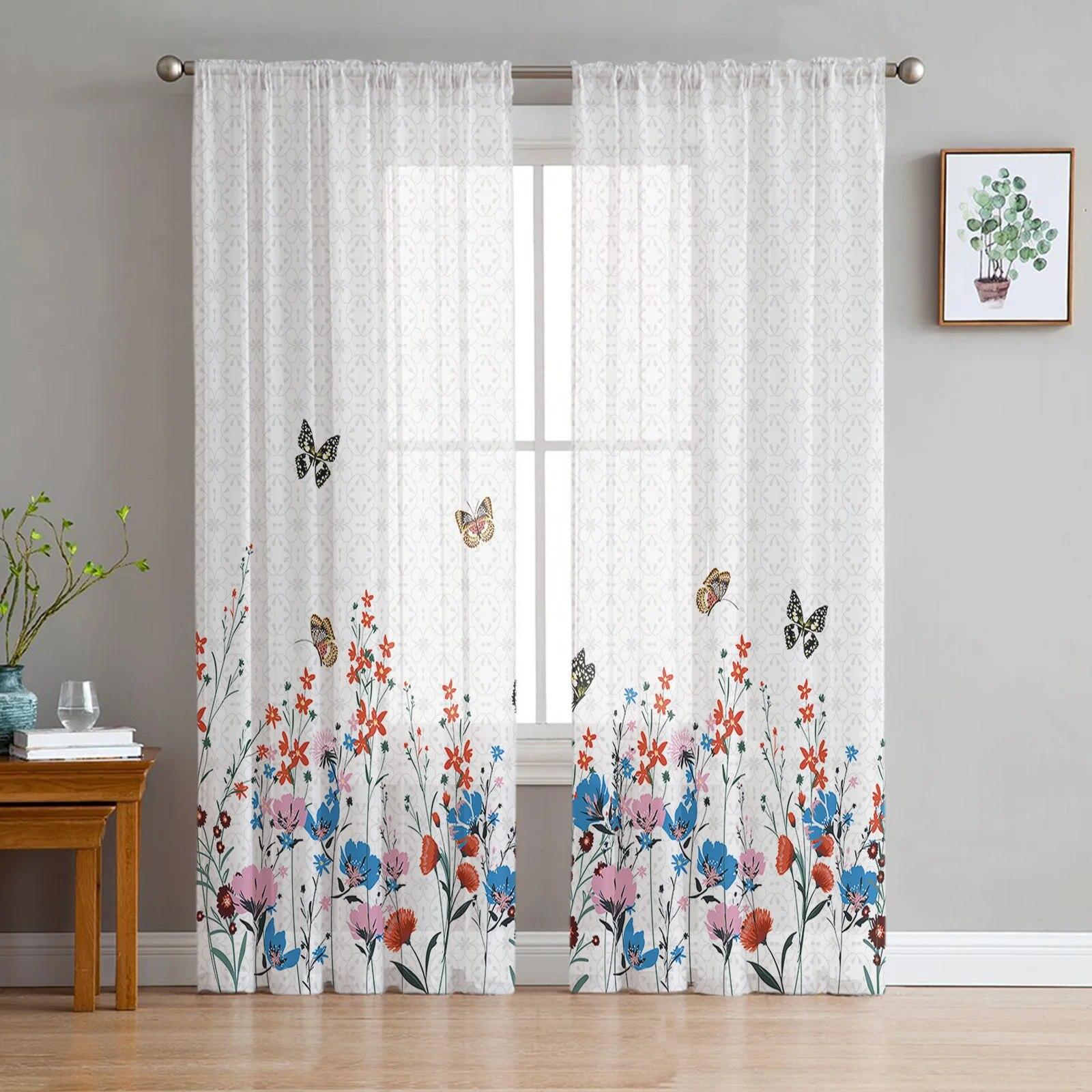 Flower Butterfly Retro Sunflower Orchid Bedroom Transparent Sheer Curtains Holiday Decoration Window Voile Tulle Curtain
Flower Butterfly Retro Sunflower Orchid Bedroom Transparent Sheer Curtains Holiday Decoration Window Voile Tulle Curtain