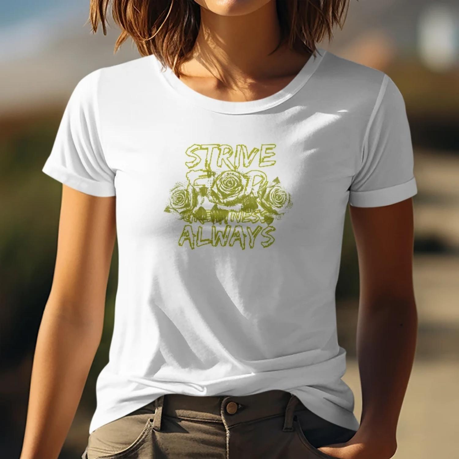 Summer Womens Short Sleeve Cotton T Shirt Strive for Greenness Always Rose Print for Casual DaysYoungWomen with anAmbitiousStyle XXXXXL білий
Summer Womens Short Sleeve Cotton T Shirt Strive for Greenness Always Rose Print for Casual DaysYoungWomen with anAmbitiousStyle XXXXXL білий