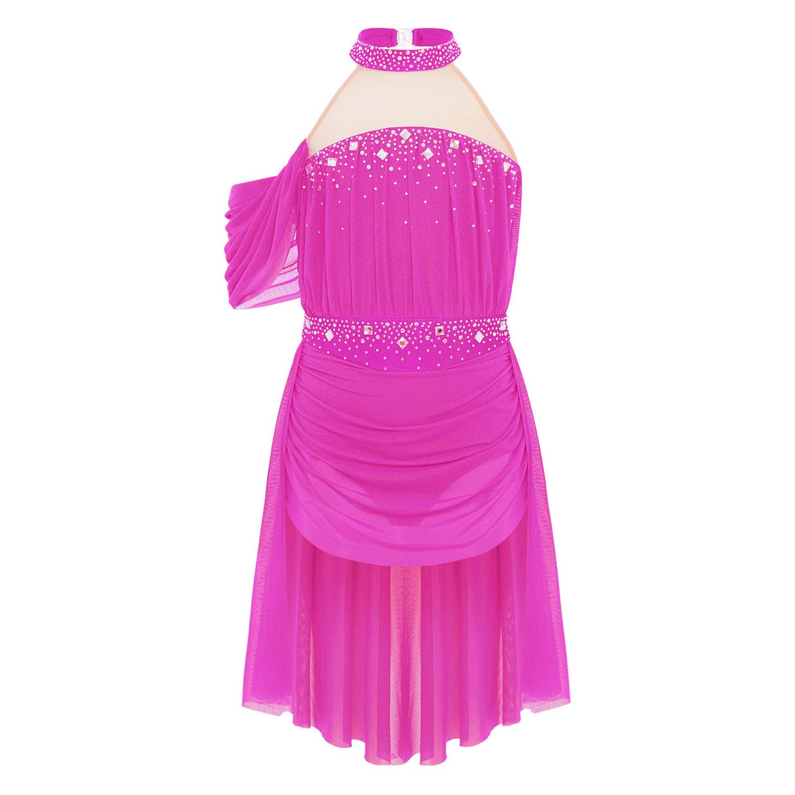 Girls Performance Dress Lyrical Costume Halter Backless Cutout Back Rhinestone Detail Ruched Mesh Draped Skirt 5-6 Years
Girls Performance Dress Lyrical Costume Halter Backless Cutout Back Rhinestone Detail Ruched Mesh Draped Skirt 5-6 Years