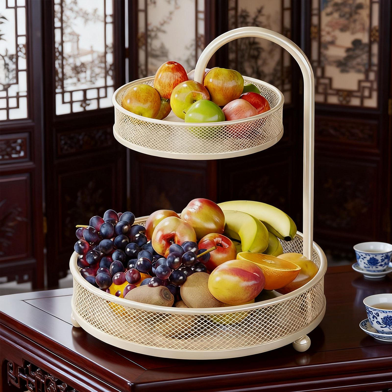 2-Layer Fruit Basket, Non-Slip Mesh Container for Living Room білий
2-Layer Fruit Basket, Non-Slip Mesh Container for Living Room білий
