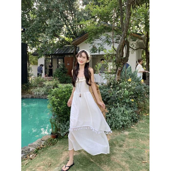 Holiday wind fringe splicing suspender dress women s summer new waist irregular gentle first love long dress 2XL
Holiday wind fringe splicing suspender dress women s summer new waist irregular gentle first love long dress 2XL