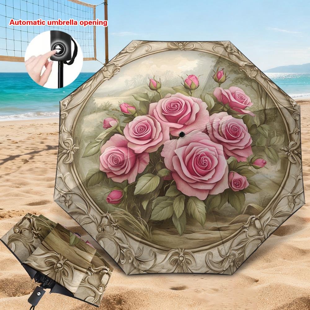 1pc Vintage Floral Rose Automatic Folding Umbrella with 8-Rib Sturdy Frame, -Resistant & Compact Design for Beach, Garden, Tra (as the picture,Iron&8K)
1pc Vintage Floral Rose Automatic Folding Umbrella with 8-Rib Sturdy Frame, -Resistant & Compact Design for Beach, Garden, Tra (as the picture,Iron&8K)