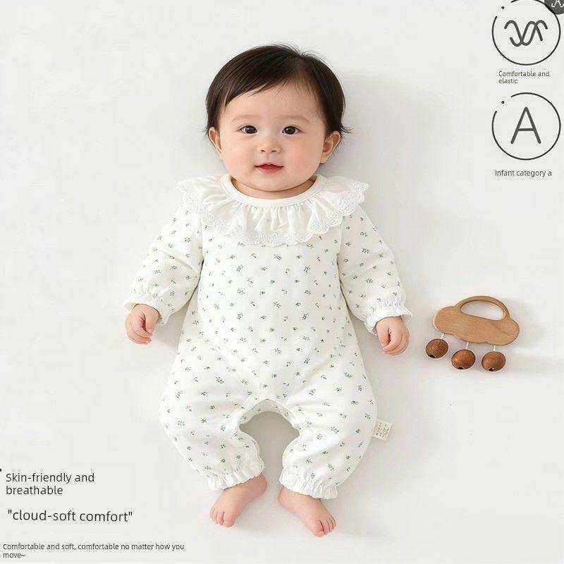 Baby Girl Clothes, Simple Long-Sleeved Floral Lace Collar One-Piece Romper, Baby Spring Style One-Piece Outfit for One-Year-Olds White 66
Baby Girl Clothes, Simple Long-Sleeved Floral Lace Collar One-Piece Romper, Baby Spring Style One-Piece Outfit for One-Year-Olds White 66