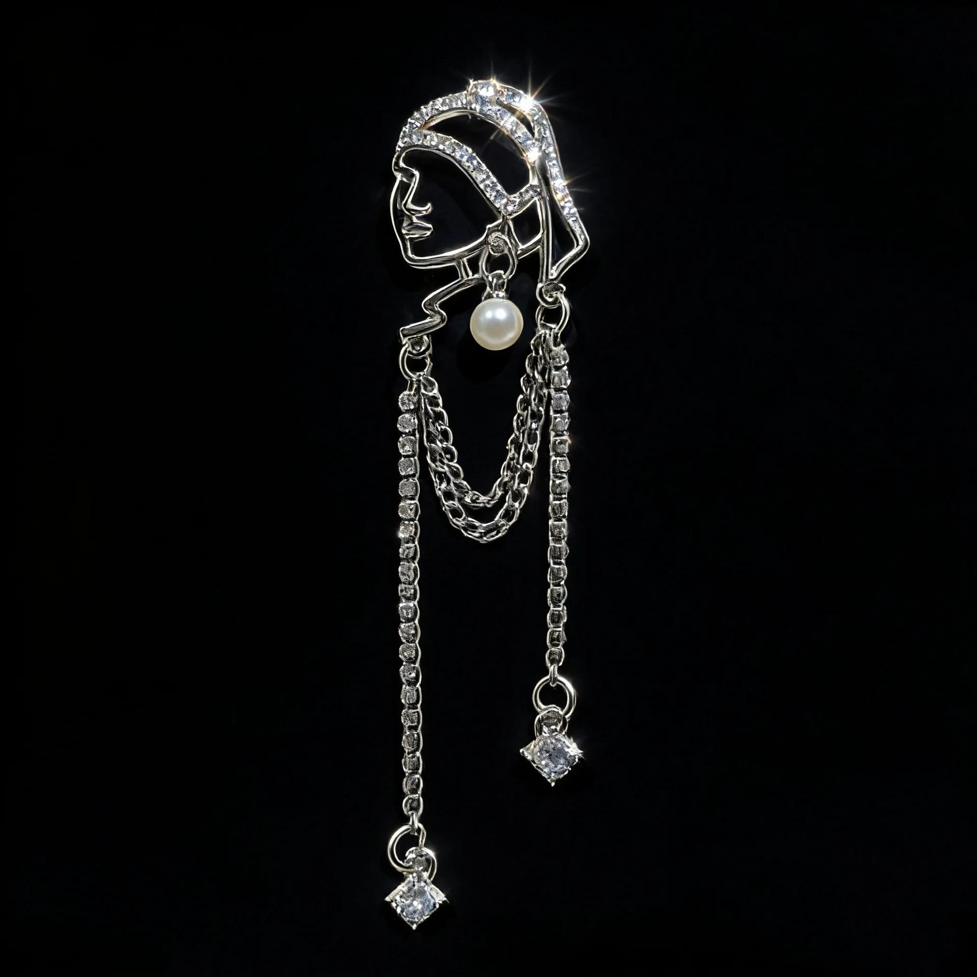 New Creative Full Zircon Tassel Girl Wearing Pearl Earrings Brooch for Women High-end Retro Corsage Suit Pin Jewelry Accessories срібний
New Creative Full Zircon Tassel Girl Wearing Pearl Earrings Brooch for Women High-end Retro Corsage Suit Pin Jewelry Accessories срібний