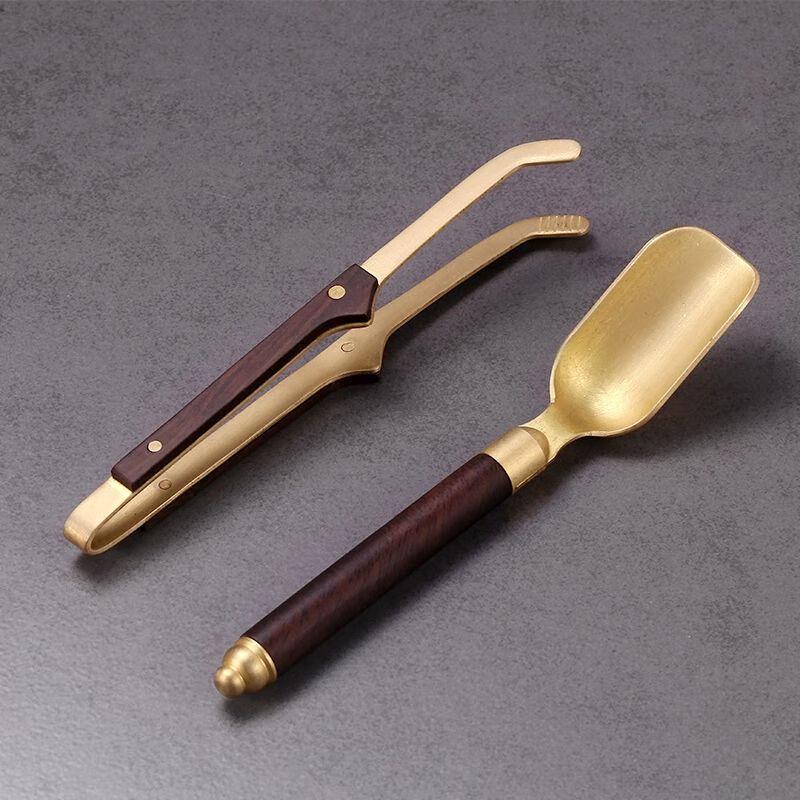 Brass and Wood Tea Ceremony Clip and Spoon Set
Brass and Wood Tea Ceremony Clip and Spoon Set