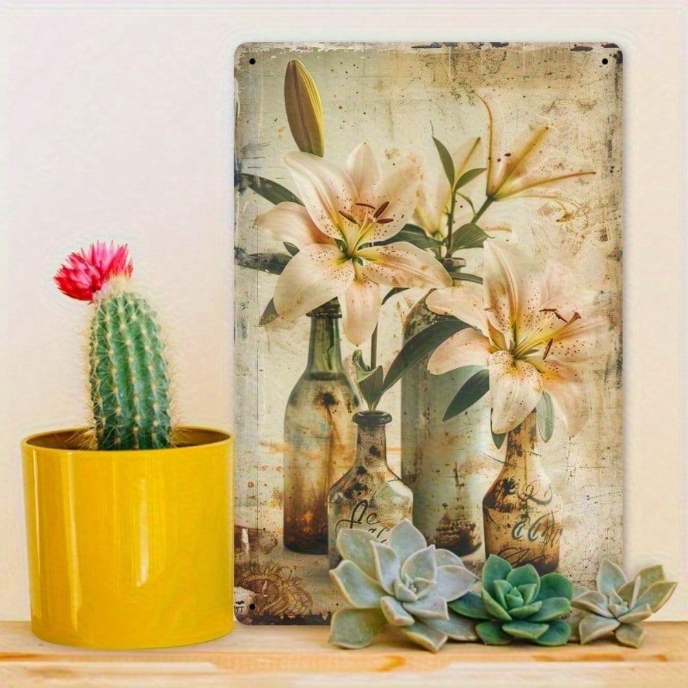 Vintage White Lily Boho Metal Poster, 8x12 Inch Unframed Wall Art
Vintage White Lily Boho Metal Poster, 8x12 Inch Unframed Wall Art