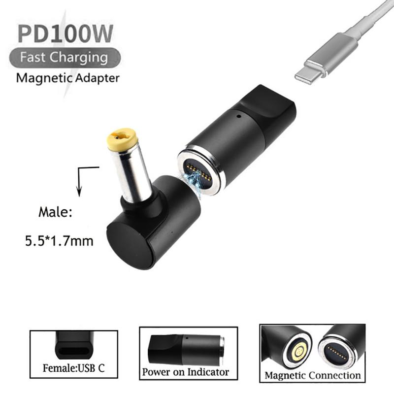 For Acer Laptop 100W Magnetic USB Type-C Female to 5.5mmx1.7mm Male PD Fast Charging Adapter As Shown A
For Acer Laptop 100W Magnetic USB Type-C Female to 5.5mmx1.7mm Male PD Fast Charging Adapter As Shown A