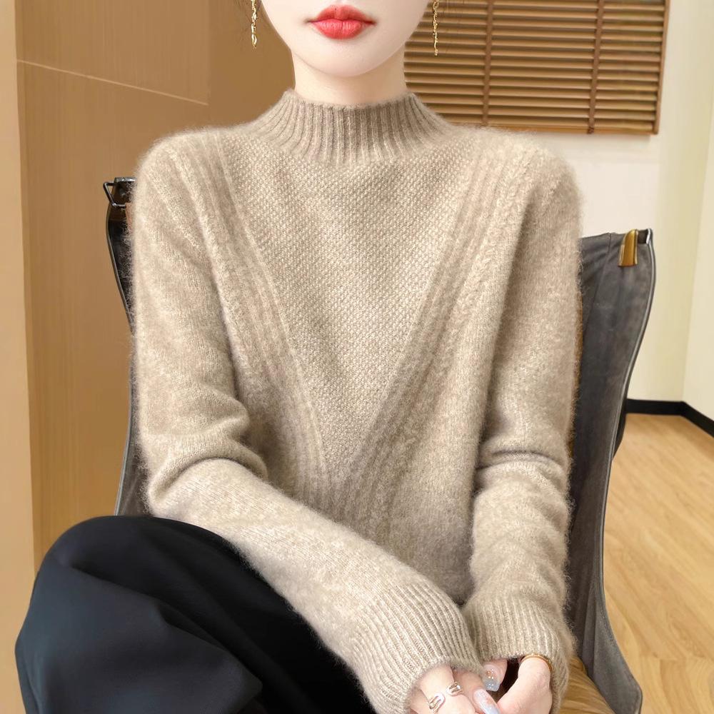 Autumn/Winter 100% Wool Half-High Neck Cable Knit Sweater for Women - Loose, Versatile Outerwear L (115-130 lbs)
Autumn/Winter 100% Wool Half-High Neck Cable Knit Sweater for Women - Loose, Versatile Outerwear L (115-130 lbs)