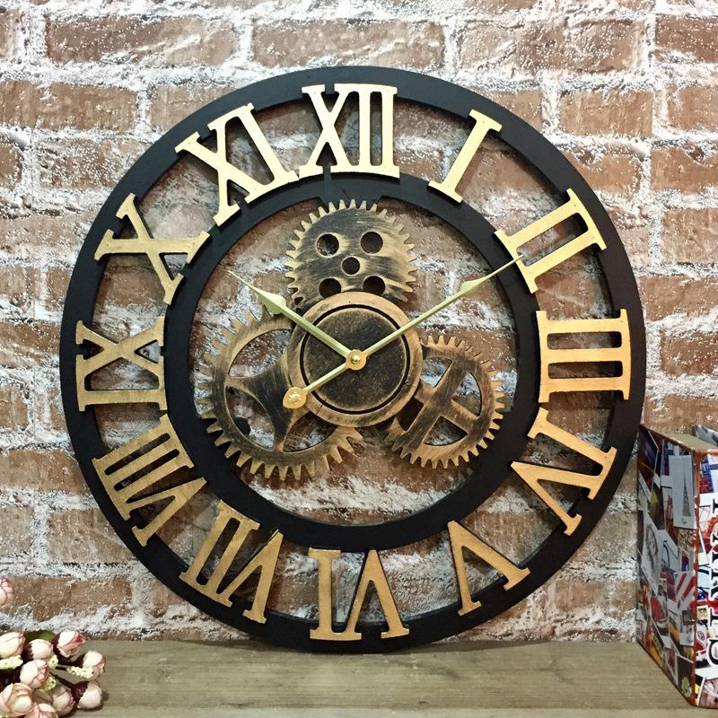 American gear retro hanging watch industrial style wooden silent wall clock living room drawer decoration creative wall clock чорний
American gear retro hanging watch industrial style wooden silent wall clock living room drawer decoration creative wall clock чорний