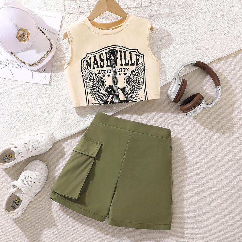Girls Fashion Set 2025 Summer Kids Music Rock Style Sleeveless Vest Casual Shorts Set 170cm=12Y зелений
Girls Fashion Set 2025 Summer Kids Music Rock Style Sleeveless Vest Casual Shorts Set 170cm=12Y зелений