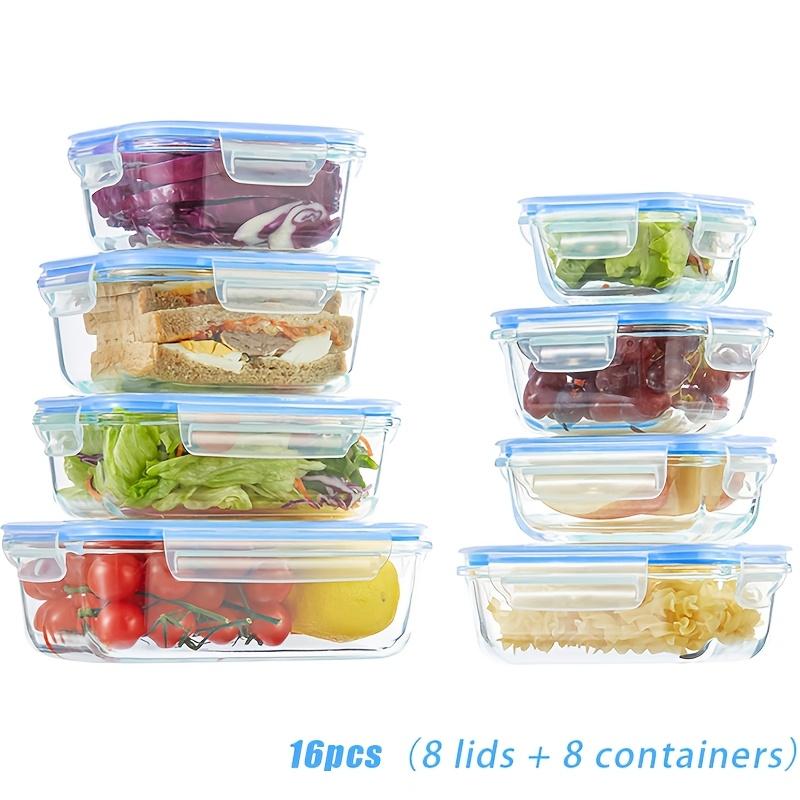 16pcs Sealed Glass Food Storage Container Lunch box Microwave Oven Oven-Very suitable for salads Fruit Vegetables and sandwiches Lunch Blue16pcs(8Lid+8a conta
16pcs Sealed Glass Food Storage Container Lunch box Microwave Oven Oven-Very suitable for salads Fruit Vegetables and sandwiches Lunch Blue16pcs(8Lid+8a conta