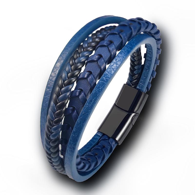 Braided Rope Woven 4 Layers Blue Leather Men Bracelets Punk Style Stainless Steel Bangle for Friend Charm Fashion Jewelry Gifts 18.5cm
Braided Rope Woven 4 Layers Blue Leather Men Bracelets Punk Style Stainless Steel Bangle for Friend Charm Fashion Jewelry Gifts 18.5cm