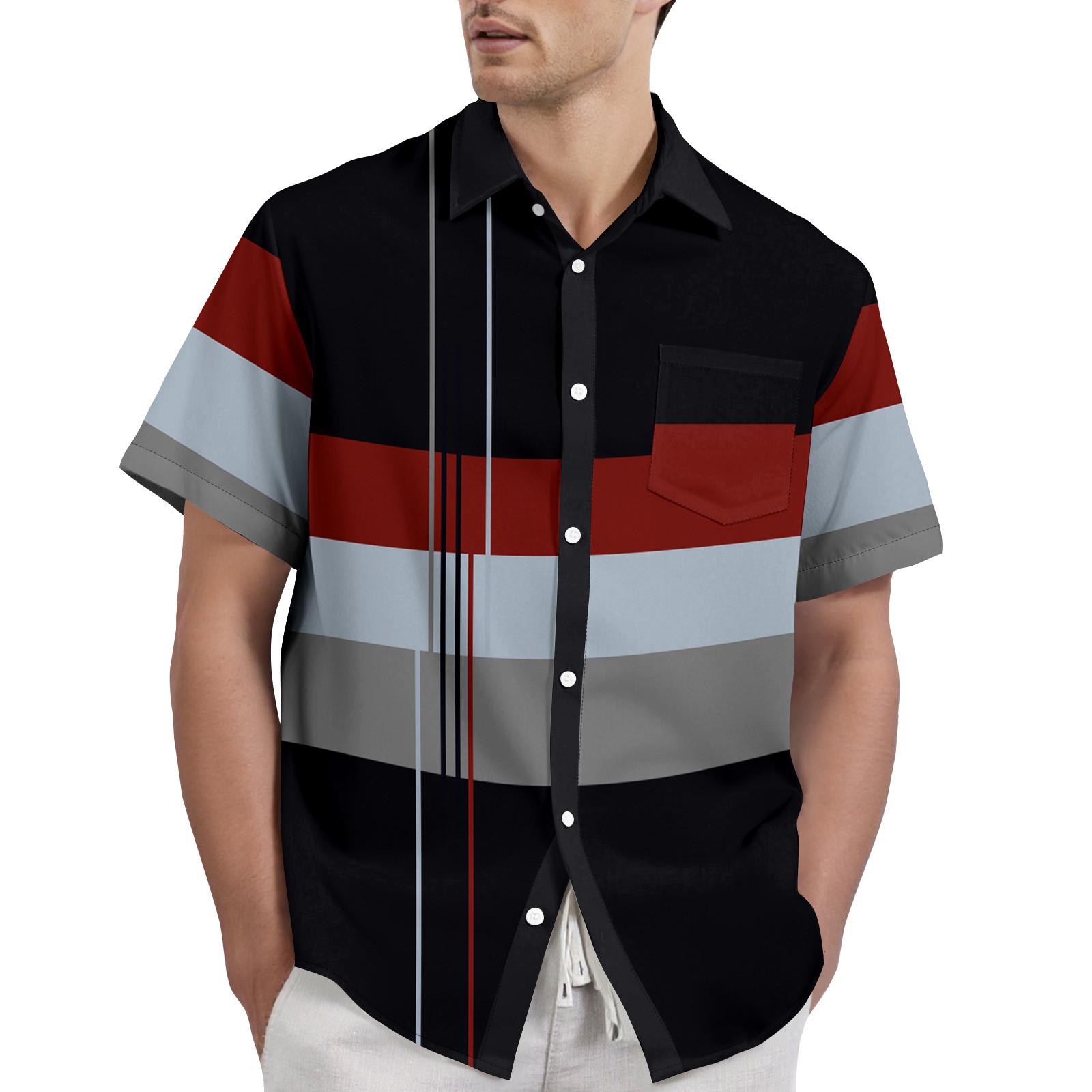 Полосатый принт с цветными блоками - Мужская повседневная рубашка с коротким рукавом XL винный
Полосатый принт с цветными блоками - Мужская повседневная рубашка с коротким рукавом XL винный