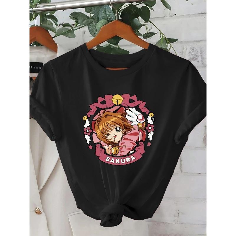 1pc Women s Summer Short-sleeve T-shirt - 2D Geometric Graphic Anime Character Sakura with Magical Elements Print Design, Trendy Street Style 4XL чорний
1pc Women s Summer Short-sleeve T-shirt - 2D Geometric Graphic Anime Character Sakura with Magical Elements Print Design, Trendy Street Style 4XL чорний