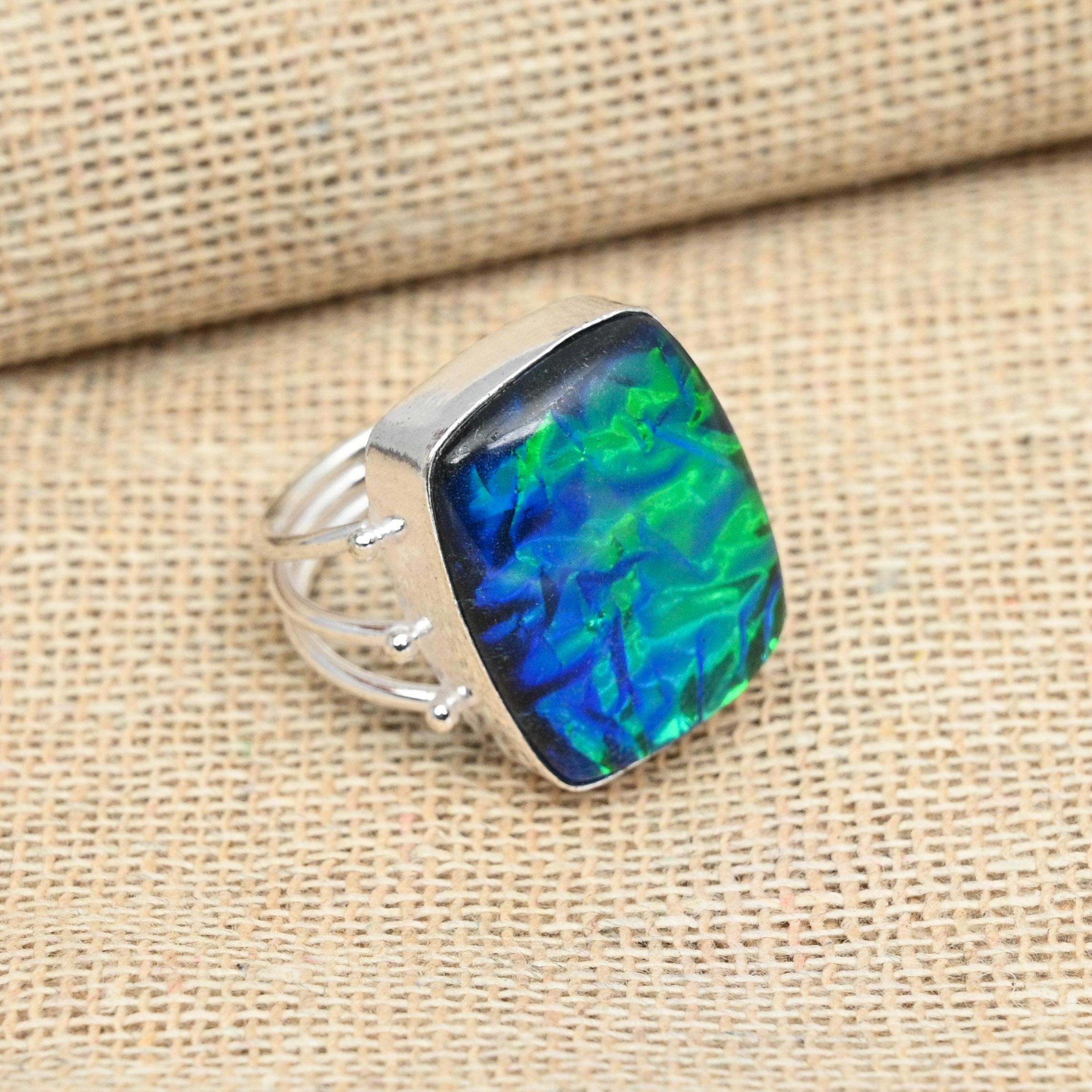 Отличное ювелирное кольцо ручной работы из стерлингового серебра 925 пробы с синим тройным опалом и драгоценным камнем 12 синий
Отличное ювелирное кольцо ручной работы из стерлингового серебра 925 пробы с синим тройным опалом и драгоценным камнем 12 синий