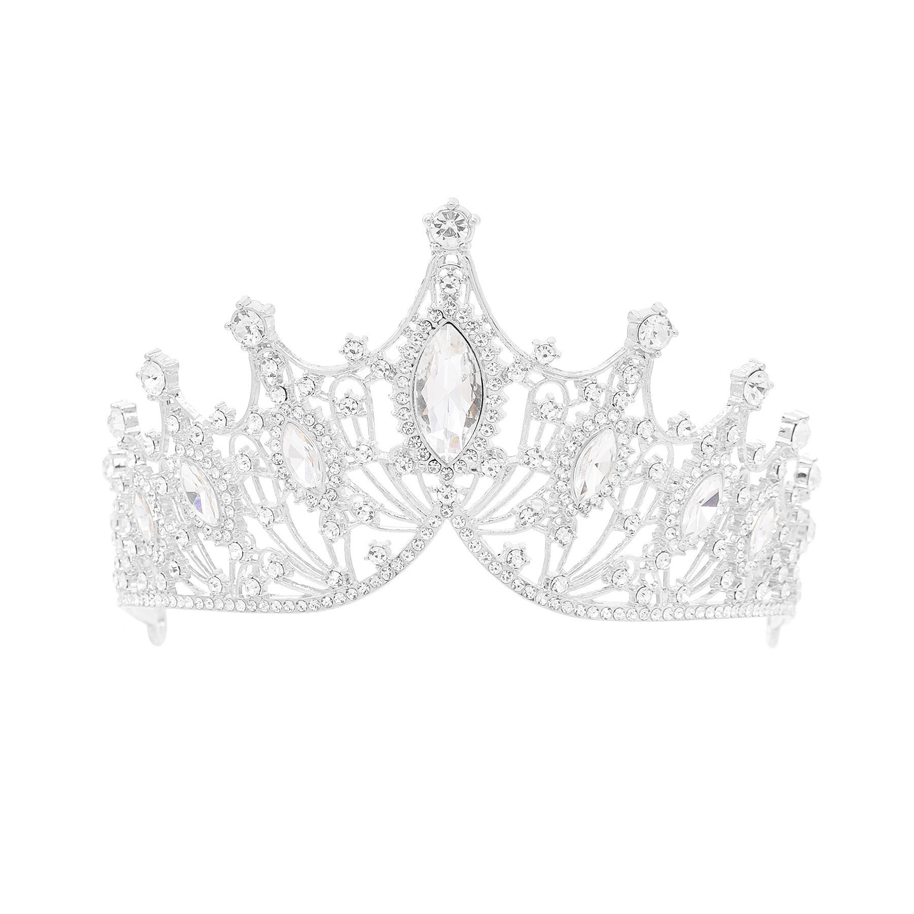 European and American Retro Baroque Bride s Crown Queen s Accessory Fashionable Crown White Rhinestone Performance Birthday Headwear
European and American Retro Baroque Bride s Crown Queen s Accessory Fashionable Crown White Rhinestone Performance Birthday Headwear