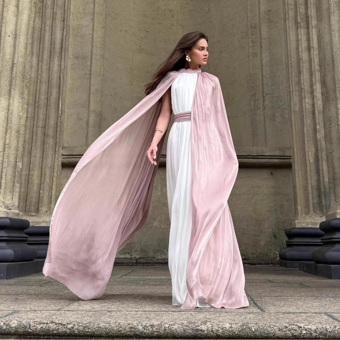 2025 Summer Elegant Sleeveless Pleated Long Dress with Shawl M рожевий/білий
2025 Summer Elegant Sleeveless Pleated Long Dress with Shawl M рожевий/білий
