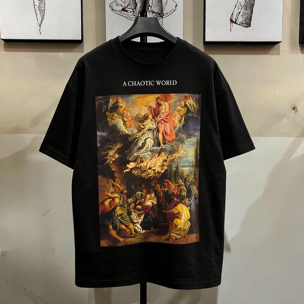 European American Style Greek Oil Painting Short Sleeve Unisexs Street Tshirt Top Ins Ultra Fire Half Sleeve Round Neck Summer L
European American Style Greek Oil Painting Short Sleeve Unisexs Street Tshirt Top Ins Ultra Fire Half Sleeve Round Neck Summer L