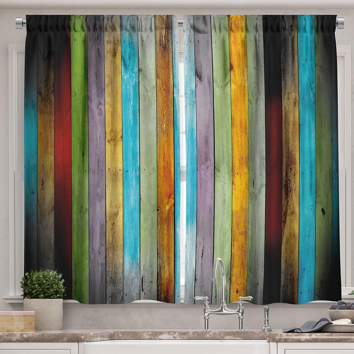 Lunarable Colorful Kitchen Curtains Vertical Wood Planks in Carpentry Oak Timber Rustic Country Life Window Drapes 2 Panel Set 100*130 Rod Pocket 1pcs
Lunarable Colorful Kitchen Curtains Vertical Wood Planks in Carpentry Oak Timber Rustic Country Life Window Drapes 2 Panel Set 100*130 Rod Pocket 1pcs