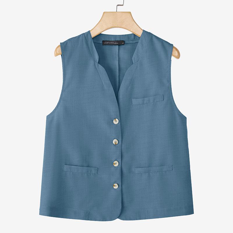 ZANZEA Женские повседневные летние топы-безрукавки с V-образным вырезом синий
ZANZEA Женские повседневные летние топы-безрукавки с V-образным вырезом синий