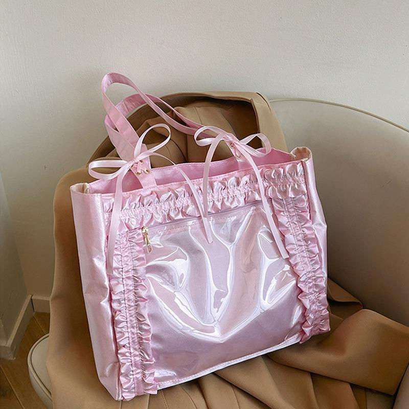 Новая модная универсальная женская сумка-тоут с бантом на ремне и прозрачным креплением через плечо, большая вместимость 36x9x29cm розовый
Новая модная универсальная женская сумка-тоут с бантом на ремне и прозрачным креплением через плечо, большая вместимость 36x9x29cm розовый