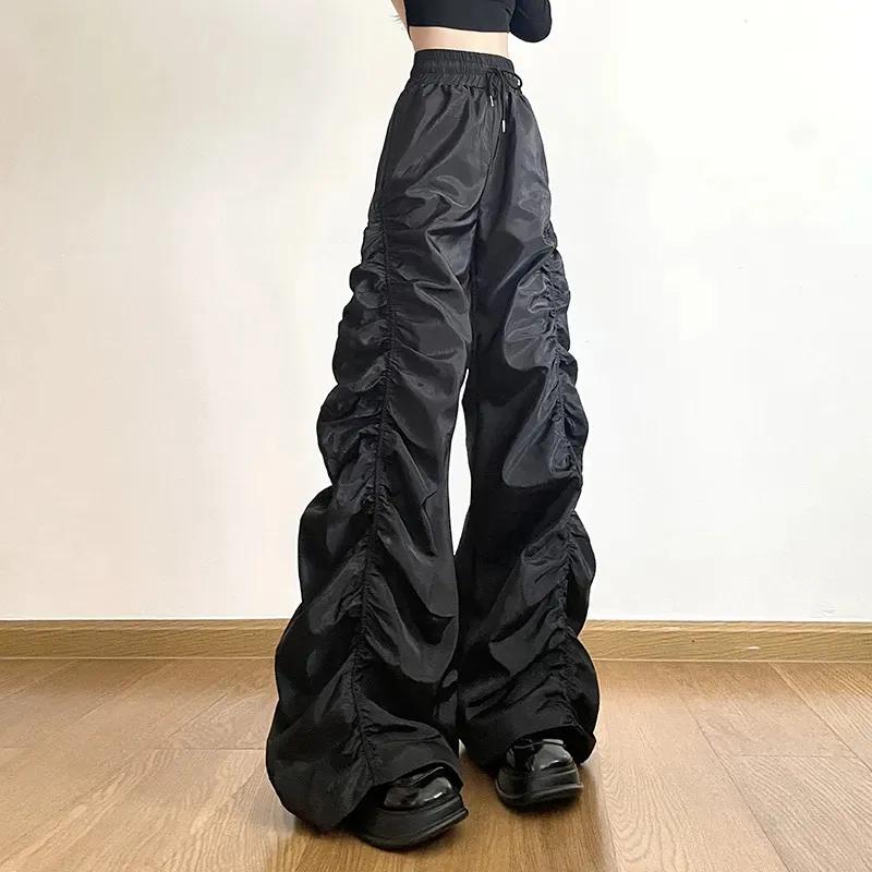 Women Summer Drawstring Waist Ruched Cargo Pants Y2K Baggy Wide M чёрный
Women Summer Drawstring Waist Ruched Cargo Pants Y2K Baggy Wide M чёрный