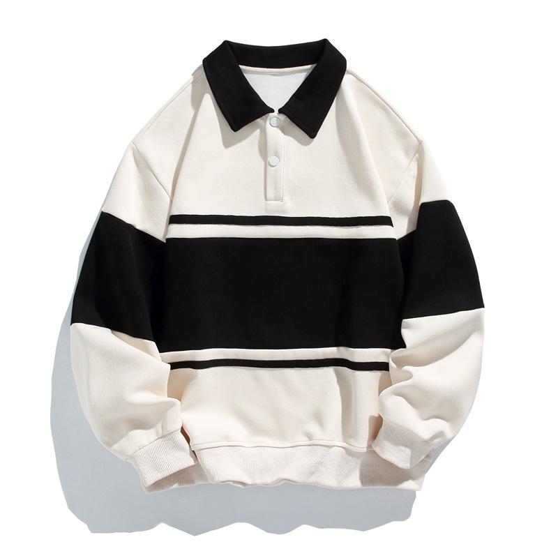 Весна и осень, новая мужская рубашка поло в корейском стиле с лацканами и длинным рукавом, модная пара, универсальная и стильная толстовка 3XL