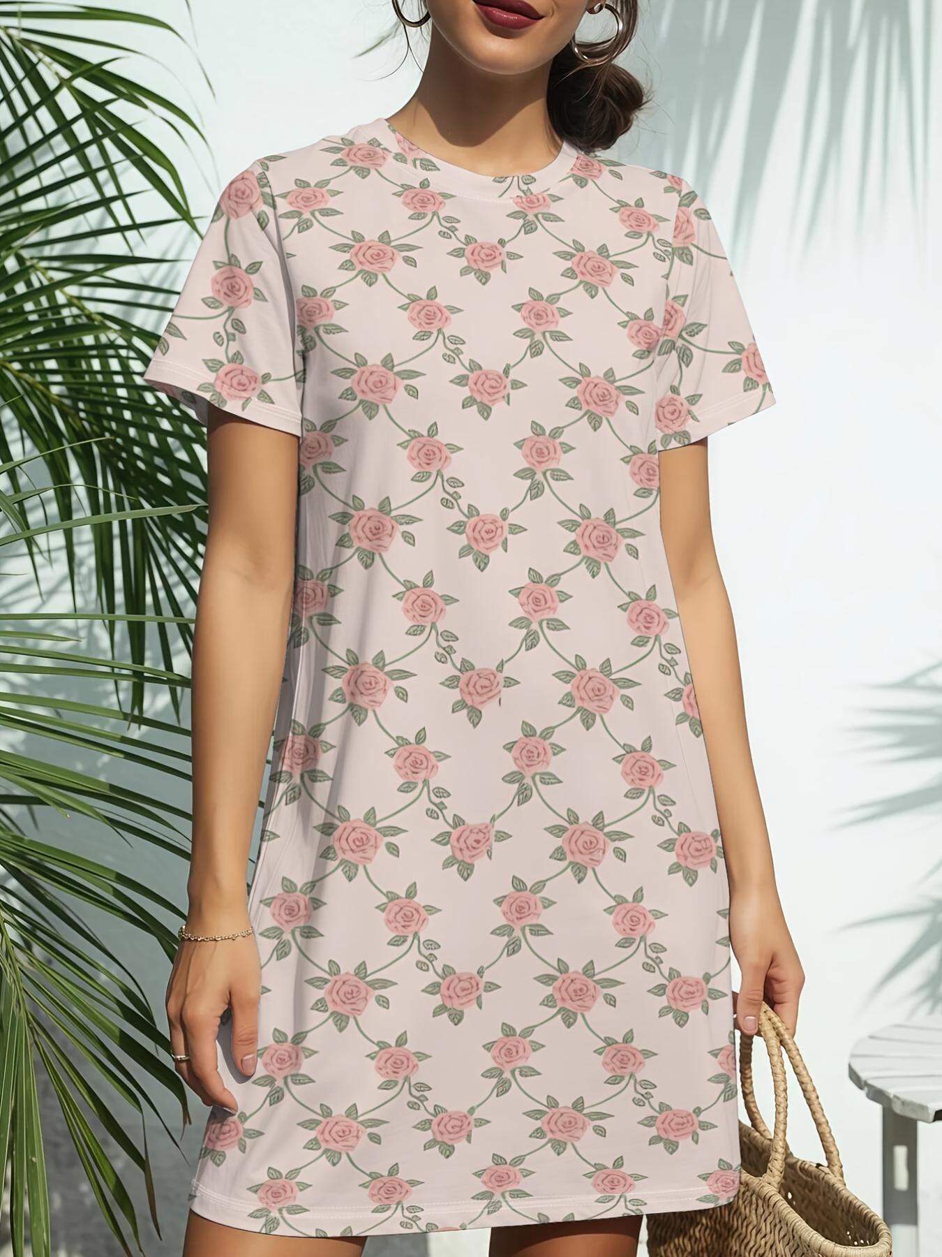 Dainty Floral Mist New Arrival Women S Round Neck Short-Sleeve T-Shirt Dress. American Trendy Digital Print. Casual Versatile Style for Spring And Sum L дубильна кора
Dainty Floral Mist New Arrival Women S Round Neck Short-Sleeve T-Shirt Dress. American Trendy Digital Print. Casual Versatile Style for Spring And Sum L дубильна кора