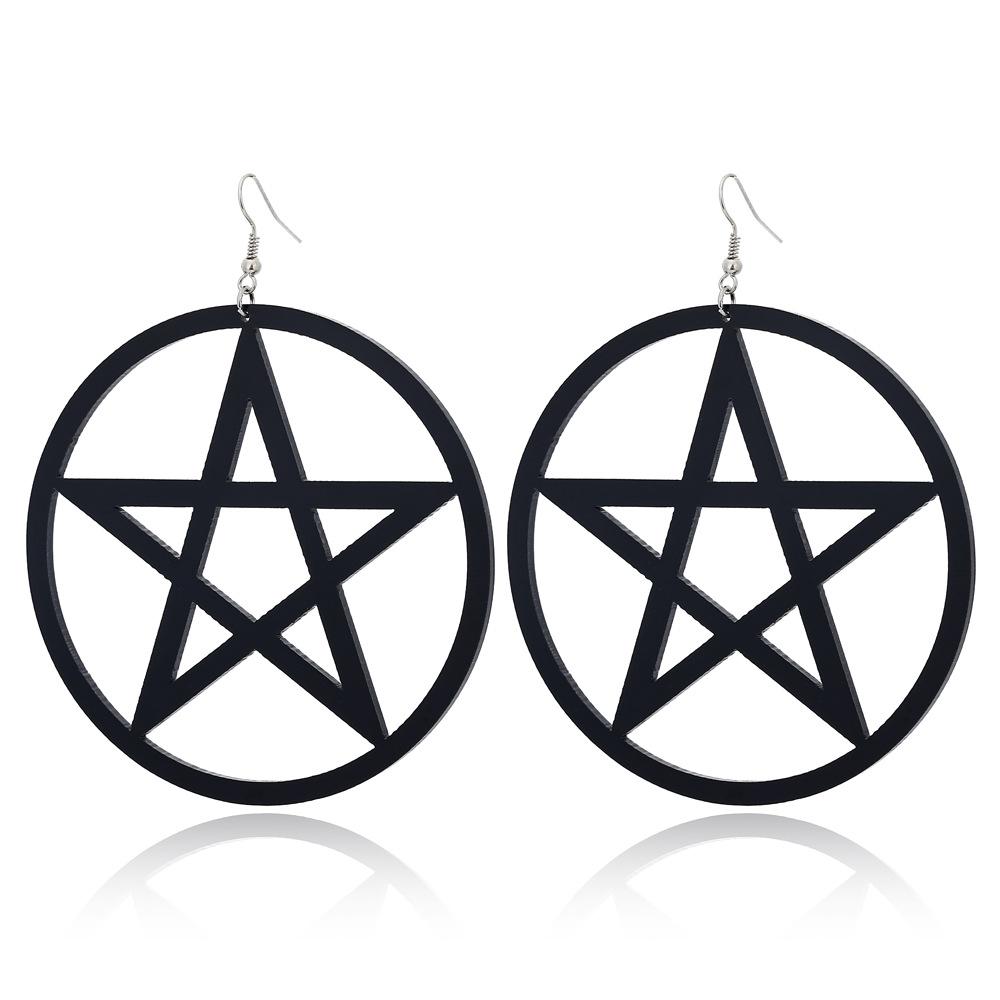 European and American acrylic exaggerated hollow out pentagram hip-hop earrings with pentagram round earrings чёрный
European and American acrylic exaggerated hollow out pentagram hip-hop earrings with pentagram round earrings чёрный