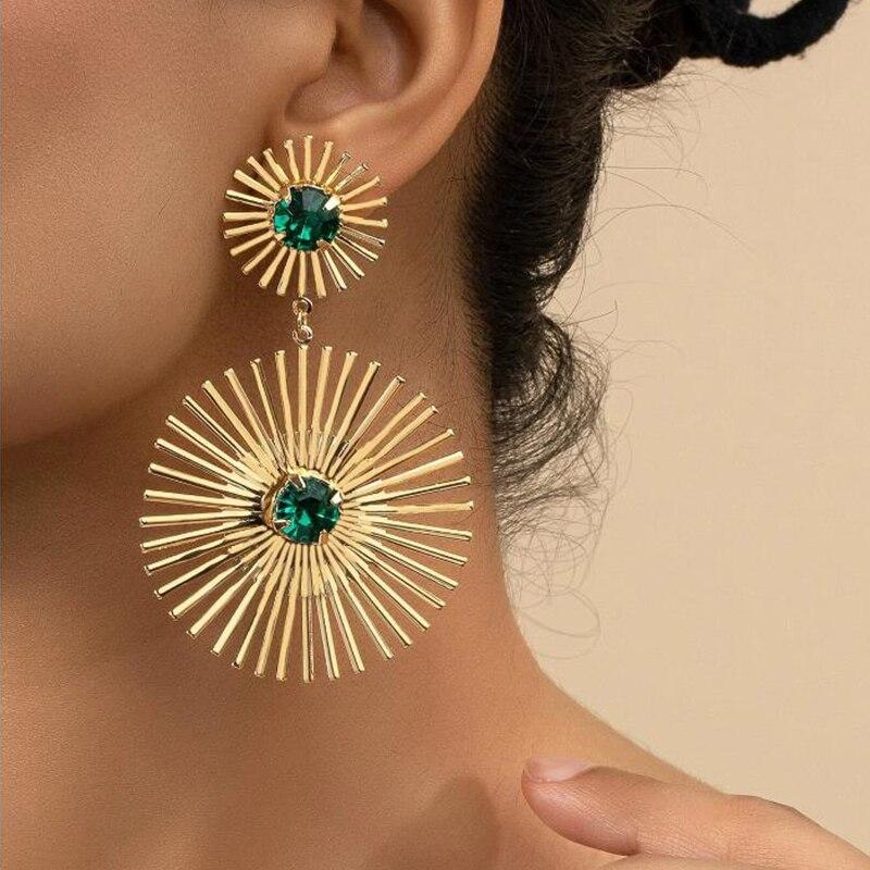 Green Stone Big Metal Dangle Earring Post For Women Gold Color Vintage Geometric Statement Drop Earrings New Style
Green Stone Big Metal Dangle Earring Post For Women Gold Color Vintage Geometric Statement Drop Earrings New Style