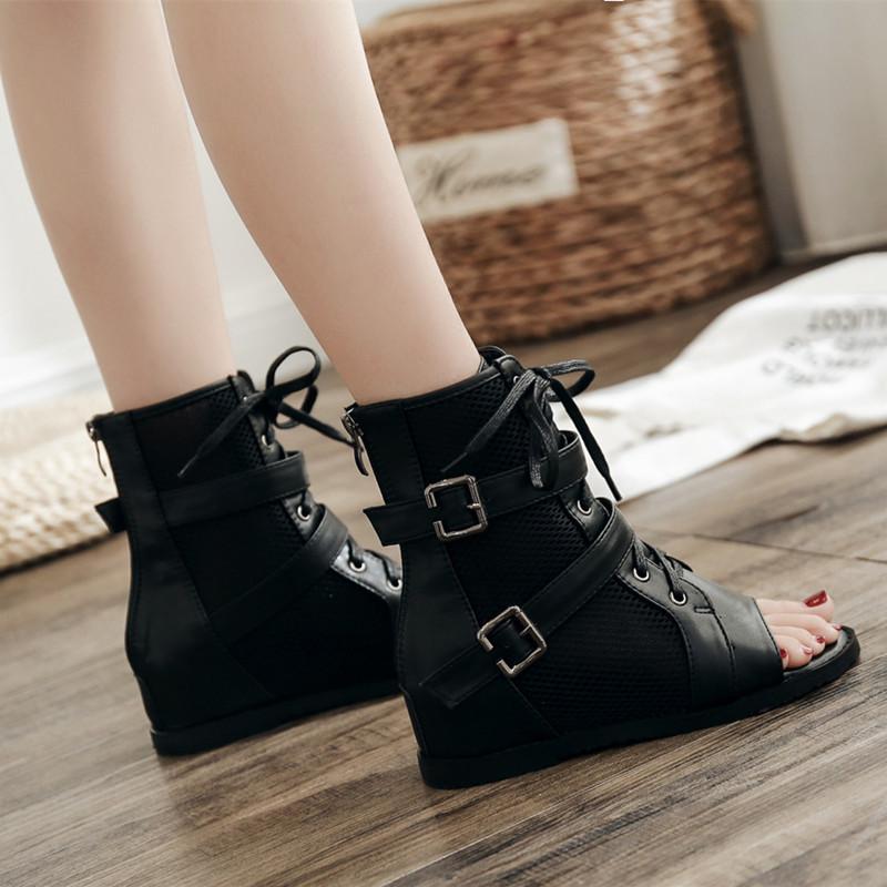 Wedge sandals fashionable and fashionable hollow mesh high-top rear zipper women s fish mouth women s lace-up Roman shoes 35 чёрный
Wedge sandals fashionable and fashionable hollow mesh high-top rear zipper women s fish mouth women s lace-up Roman shoes 35 чёрный