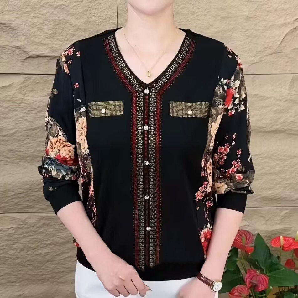 V-Neck Women s Long-Sleeve T-Shirt with Rhinestones, Loose Fit, Slimming, Plus Size, Autumn Wear 5XL
V-Neck Women s Long-Sleeve T-Shirt with Rhinestones, Loose Fit, Slimming, Plus Size, Autumn Wear 5XL