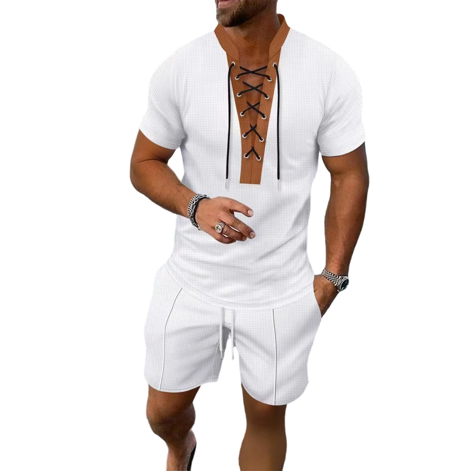 Men S Color Casual Short Sleeved Pants Two-Piece Fashionable Set XL білий
Men S Color Casual Short Sleeved Pants Two-Piece Fashionable Set XL білий