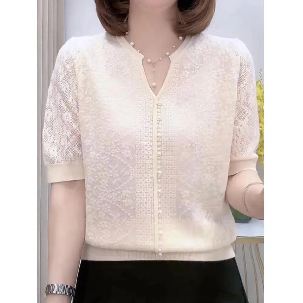 Women s V-neck Temperament Hollow Knitted Sweater for Spring and Summer Elegant Slimming Short Sleeved T-shirt XXS бежевий
Women s V-neck Temperament Hollow Knitted Sweater for Spring and Summer Elegant Slimming Short Sleeved T-shirt XXS бежевий